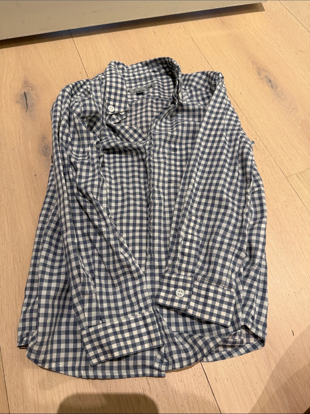 Bonpoint Slate blue and White Gingham Button-Down Shirt